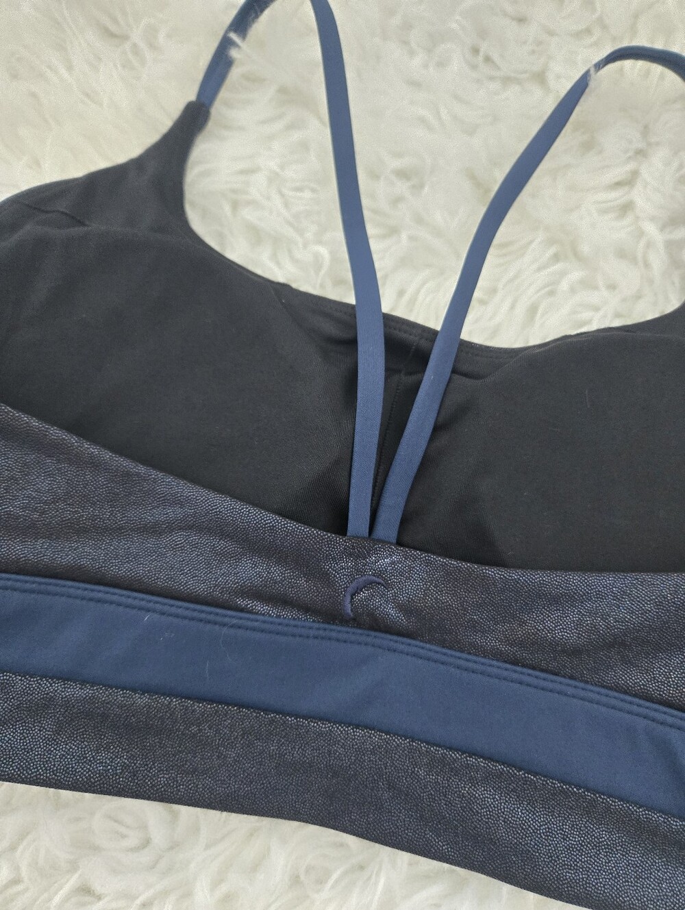 Zyia Active Blue twilight Luxe Sport Bra. Deep, cosmic-inspired shimmer finish. - Picture 4 of 7